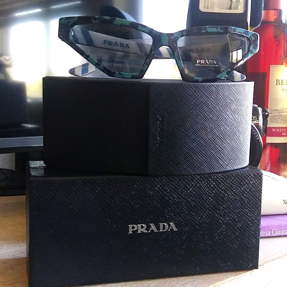 Prada sunglasses teal blue & black